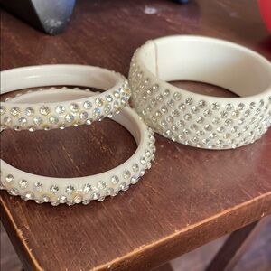 Elegant white Crystal Bangle Set